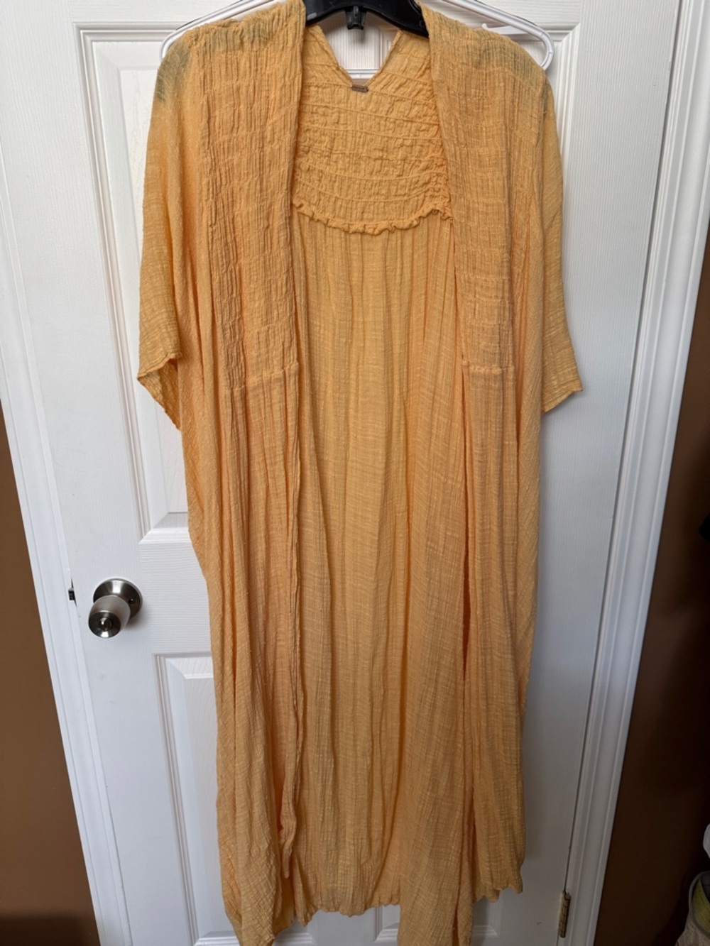 Free People Soft Yellow Textured Tank with Braided Trim